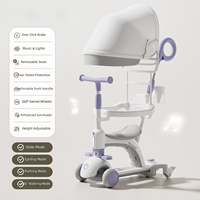 Trottinette multifonctionnelle 6 en 1 pour bébé, poussette avec auvent solaire, musique légère, roues rotatives à 360°, guidon réglable, pour enfant de 1 à 6 ans