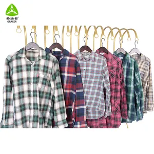 thrift use clothes plaid shirt korean bales mixed used clothing 45kg