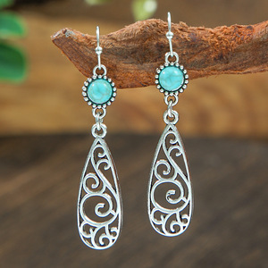 Pendientes de moda étnica con diseño floral, hechos a mano, en tono plateado, longitud regular, accesorio para las cuatro estaciones, joyería para mujer - Product Image 3