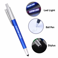 Stylo publicitaire personnalisé avec logo lumineux LED, 3 en 1, stylet, stylo à bille avec logo gravé au laser