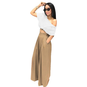 Pantalons décontracté<span class=keywords><strong>s</strong></span> pour femmes, coupe ample, jambes larges, couleur unie, grande taille, bureau, été, pantalon long pour femmes - Product Image 4