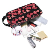 Tas Perlengkapan Mandi Poliester Tahan Air Desain Hawaii Anthurium, Tas Makeup, Logo Kustom, Kantong Perjalanan, Organizer Makeup Wanita