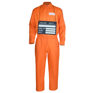 Costume de cosplay de prisonnier masculin, combinaison à manches longues, body, détenu orange, uniforme de fête pour adultes, déguisement de carnaval, tenue d'Halloween - Product Image 2