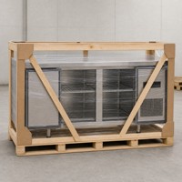 Table de travail réfrigérée en acier inoxydable à double porte, dégivrage automatique, éclairage LED, contrôle numérique de la température