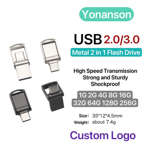 Bán Buôn Đầy Đủ Năng Suất Kim Loại Biểu Tượng Tùy Chỉnh 2 Trong <span class=keywords><strong>1</strong></span> 2.0 8GB 16GB USB Ổ Đĩa Flash 3.0 Loại C USB 64G 128G <span class=keywords><strong>Memory</strong></span> <span class=keywords><strong>Stick</strong></span> 32GB Pendrive - Product Image 3