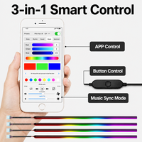 Trontech Dual Zone 14 in 1 Kit Lampu Ambient Mobil CHASER RGB Kontrol Dual Zone Dapat Dipotong 110cm Strip LED Kontrol APP Sinkronisasi Musik