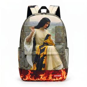 Sac à dos scolaire unisexe WOKADE vintage classique avec impression <span class=keywords><strong>de</strong></span> peinture à l'huile, grande capacité, fermeture éclair, logo personnalisé, pour étudiants - Product Image 4