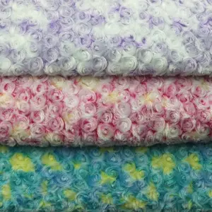 Hochwertige nachhaltige Minky, Fleece gebürstet gestrickte Rose Blumenmuster Wirbel geprägt PV Plüsch Stoff für Kleidungs stück Decke/