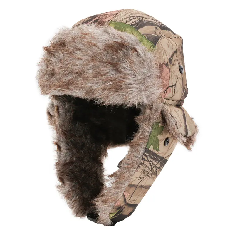 2023 Personalized Trendy ear flap windproof male camouflage trapper hat winter cap wholesale