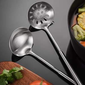 Ensemble de louche à soupe et passoire en acier inoxydable, ustensile de cuisine professionnel, manche long épaissi pour usage en restaurant - Product Image 1