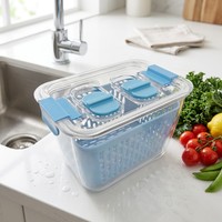 Boîte de rangement alimentaire multifonctionnelle empilable en plastique avec drain, panier ventilé, organisateur de réfrigérateur pour fruits et légumes