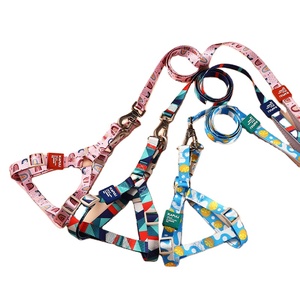 犬用リードチェストハーネス ロープチェーン付き 脱走防止ベストスタイル プリントバックル留め具 小型犬/中型犬用犬用リードハーネス - Product Image 1