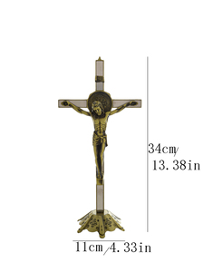Croce Cristiana in Lega di Zinco Placcata Oro, Disponibile in Quattro Colori, Decorazione Religiosa Intagliata per Casa, Regalo Cattolico - Product Image 5