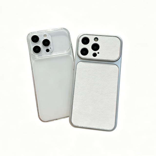 Luxury Transparent Big View Window TPU Soft Case for iPhone Silver Metal Rim Lambskin Texture Absorbing Anti Scratch Back Cover