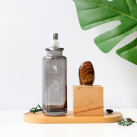 Flacon vaporisateur de parfum en verre gris vide de 80 ml, série pétales de fleurs, contenants cosmétiques scellés