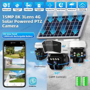 Hongnaer 15MP 360 kablosuz GÜNEŞ PANELI 4G etüt IP PTZ kamera <span class=keywords><strong>3</strong></span> Lens O-KAM Pro açık 4G Sim kart CCTV güneş güvenlik kamera - Product Image 2