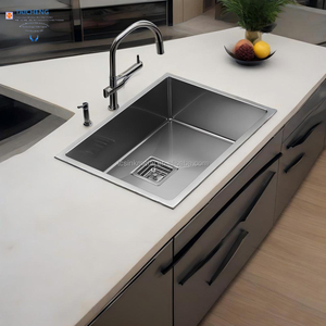 Fregadero de cocina de acero inoxidable cepillado hecho a mano de 839x435x181mm, de un solo seno, para empotrar, con colador <span class=keywords><strong>cuadrado</strong></span> o redondo, sin grifo - Product Image 6