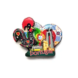 Custom Tourist Country Souvenir Design Spain ltaly Souvenir Portugal Rooster Wood Fridge Magnet