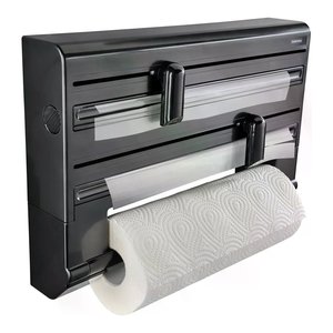 Parat Triple Wall Mounted Paper Roll Holder 38x8.7x26cm Black Diamond <b>Kitchen</b> <b>Storage</b> - Product Image 1