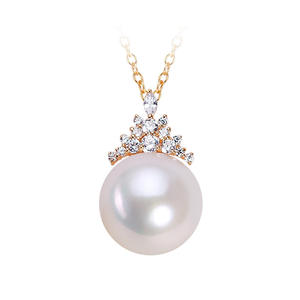 Pendentif en perle d'eau douce Edison de 11-12 mm, or 18 carats, reine de la glace et de la neige, rond, lumière intense, grand collier blanc - Product Image 5