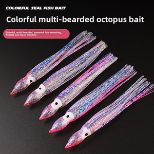 Señuelo de pulpo luminoso hueco y colorido con estampado biónico, 12cm 4g, cebo artificial blando de calamar multitanqueles sin anzuelos para marlín - Product Image 5