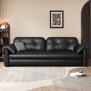 Deposito e divano letto a due posti divano letto pieghevole in pelle Napa a doppio uso per appartamento e Villa soggiorno nero - Product Image 1