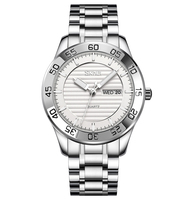 Montre à quartz pour homme avec logo personnalisé OEM, boîtier en acier inoxydable 41 mm, bracelet 18 mm, affichage de la semaine, étanche 3 ATM, alliage, mode simple