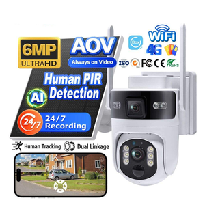 AOV กล้องรักษาความปลอดภัย6MP PTZ พร้อมการตรวจจับ PIR 24/7ติดตามมนุษย์บันทึก WIFI 4G เลนส์คู่กลางแจ้ง IP65กันน้ำ - Product Image 1