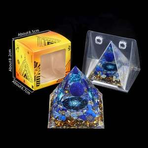 Pyramide décorative en cristal naturel en gros, moulée en résine avec <span class=keywords><strong>fragments</strong></span> de cristal, mini-ornement pour la maison - Product Image 6