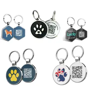 도매 최고의 품질 개인화 된 맞춤형 금속 분실 방지 애완 동물 이름 QR 코드 NFC 애완 동물 ID Tags 개 Tags