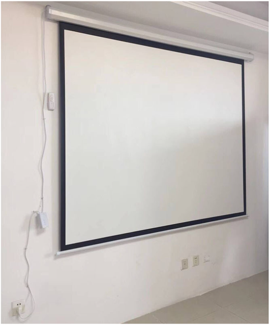 120 Inch 16:9 HD Electric Glass Gray Projector Screen with Remote Control and Tripod