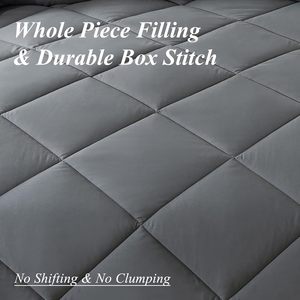 All Season Cotton/Polyester <strong>Grey</strong> <strong>Queen</strong> 3 Pieces Bed <strong>Comforter</strong> Set with 2 Pillow Shams Breathable Bedding <strong>Comforter</strong> - Product Image 6