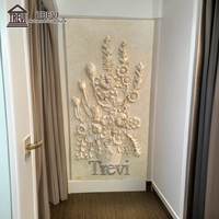Relief floral en marbre sculpté à la main, sculpture florale en pierre naturelle, décoration murale pour hôtel, hall d'entrée, villa, couloir.