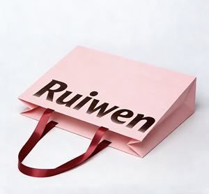 Sac en papier kraft noir et rose personnalisé de luxe, imprimé en couleur, pour vêtements, cadeaux, bijoux, emballage de vente au détail, avec logo - Product Image 3