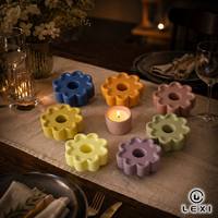 LEXI Ensemble de 7 bougeoirs en céramique en forme de fleur, pétales de lotus colorés assortis, vaisselle décorative pour la maison, la cuisine, la table, cadeau