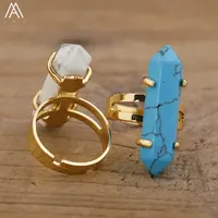 Dubbele Punt Ring Voor Vrouwen Sieraden, Bullet Vorm Natuursteen Crystal Ringen, Groothandel Bulk