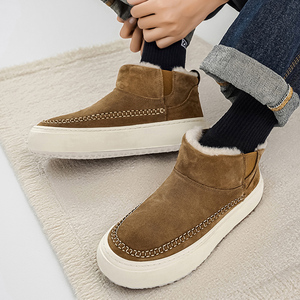 Scarpe da Passeggio da Uomo Marroni Alte, Calde e Alla Moda per Autunno, Inverno e Primavera, Comode, Antiscivolo e dal Look Elegante - Product Image 2