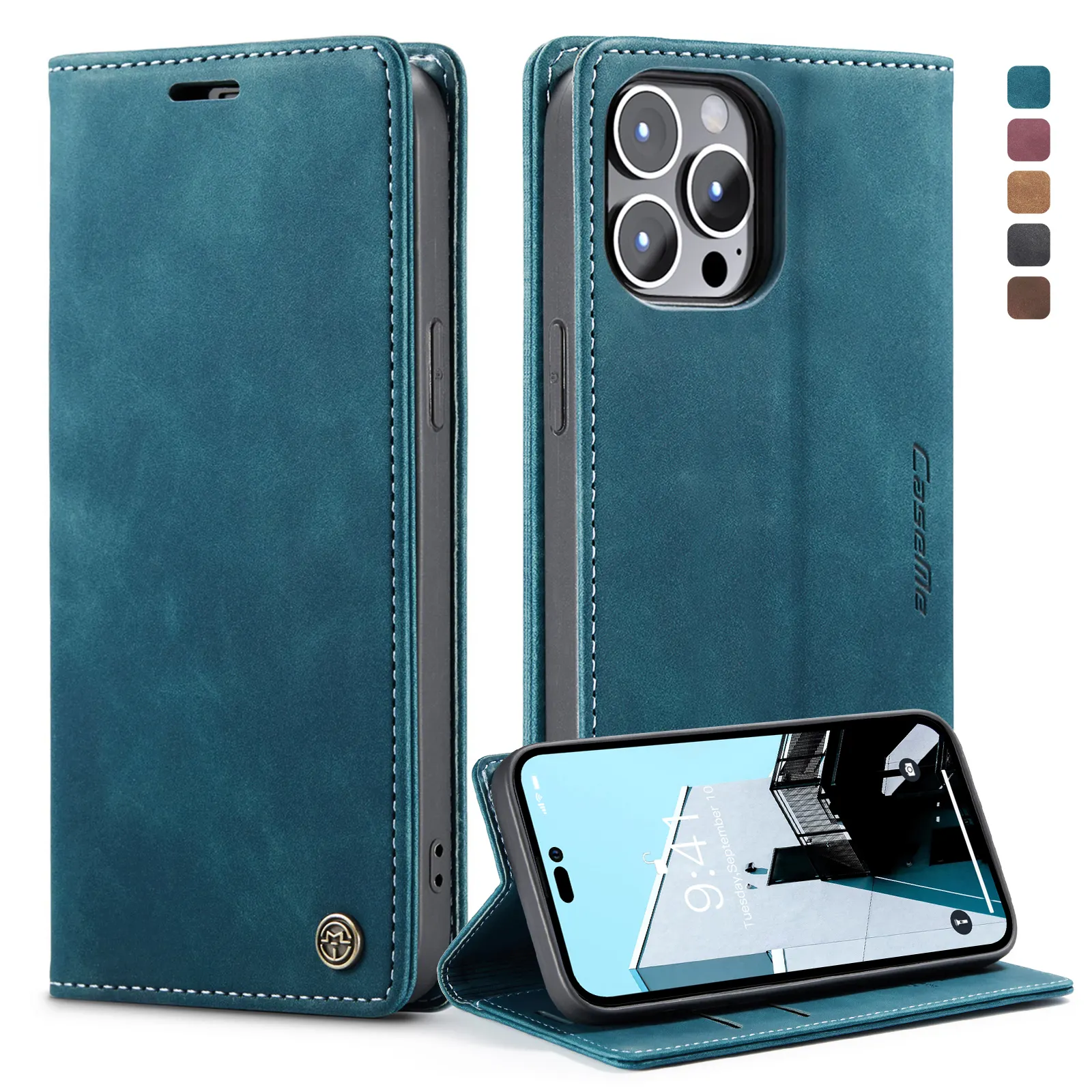 CaseMe Custom Logo Flip Wallet Leather Phone Case For iPhone 14 13 12 11 Pro Max For Samsung For Huawei For OnePlus