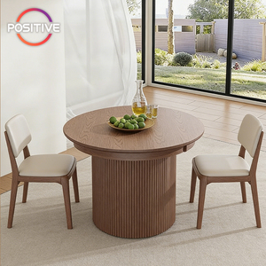 Mesa de Comedor de Madera Maciza, Diseño Extensible de Forma Redonda a Ovalada para Apartamentos Pequeños, Sala de Estar, Uso Doméstico - Product Image 3