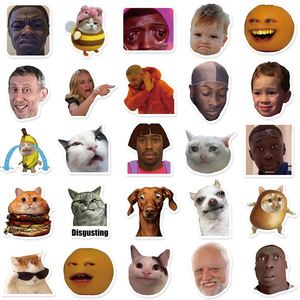 50PCS Trendy Funny meme animales expresión triste llorando gato pegatina - Product Image 3