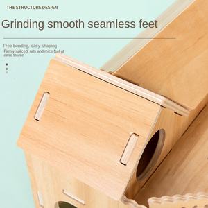 Maison en <span class=keywords><strong>bois</strong></span> massif pour hamster, jouet, cage, accessoires, hamster, ours doré, villa de luxe à un ou deux étages, accessoires pour hamster - Product Image 3