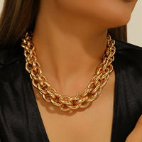 Collier simple couche en chaîne serpent électroplaqué style hip-hop pour femme, bijou statement transfrontalier euro-américain en métal lourd