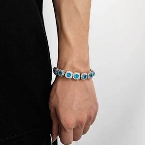 Pulsera de circonita de color de 12 mm con botón abatible, cadena de azúcar de roca, accesorios de pulsera para hombre estilo hip hop Tanjing - Product Image 4