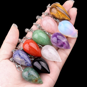 ชุดลูกตุ้มคริสตัลธรรมชาติแบบ7-Chakra สำหรับการทำนายการรักษาการทำสมาธิจากเรกิ OEM/ODM งานฝีมือหินกึ่งมีค่า - Product Image 3