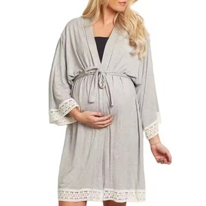 Robe de maternité chemise de nuit femmes enceintes allaitement <span class=keywords><strong>vêtements</strong></span> de nuit pyjama dentelle garniture demi manches <span class=keywords><strong>vêtements</strong></span> de nuit Ropa Mujer Embarazada Premama - Product Image 1