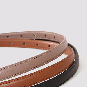 Ceinture élégante pour <span class=keywords><strong>femme</strong></span> en cuir véritable, fine, avec boucle ovale dorée vintage, nouvelle ceinture en cuir véritable pour robe et jean - Product Image 3