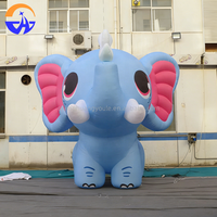 Modèle d'éléphant gonflable publicitaire multicolore, mignon, de style dessin animé, thème animal, accessoires de décoration publicitaire extérieure avec souffleur