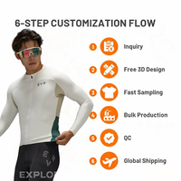 Combinaison de cyclisme à manches longues EVR OEM ODM pour homme, vêtements de vélo de route chauds et coupe-vent, maillot de cyclisme en polaire pour l'hiver