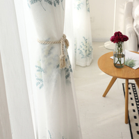 Rideau en gaze de style européen de luxe avec broderie de feuilles, rideaux transparents pour fenêtres, décoration pour la maison