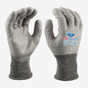 LQS CE Nivel 5 Guantes DE TRABAJO Recubrimiento PU Guantes de seguridad resistentes al corte Guantes anticorte para la construcción - Product Image 1